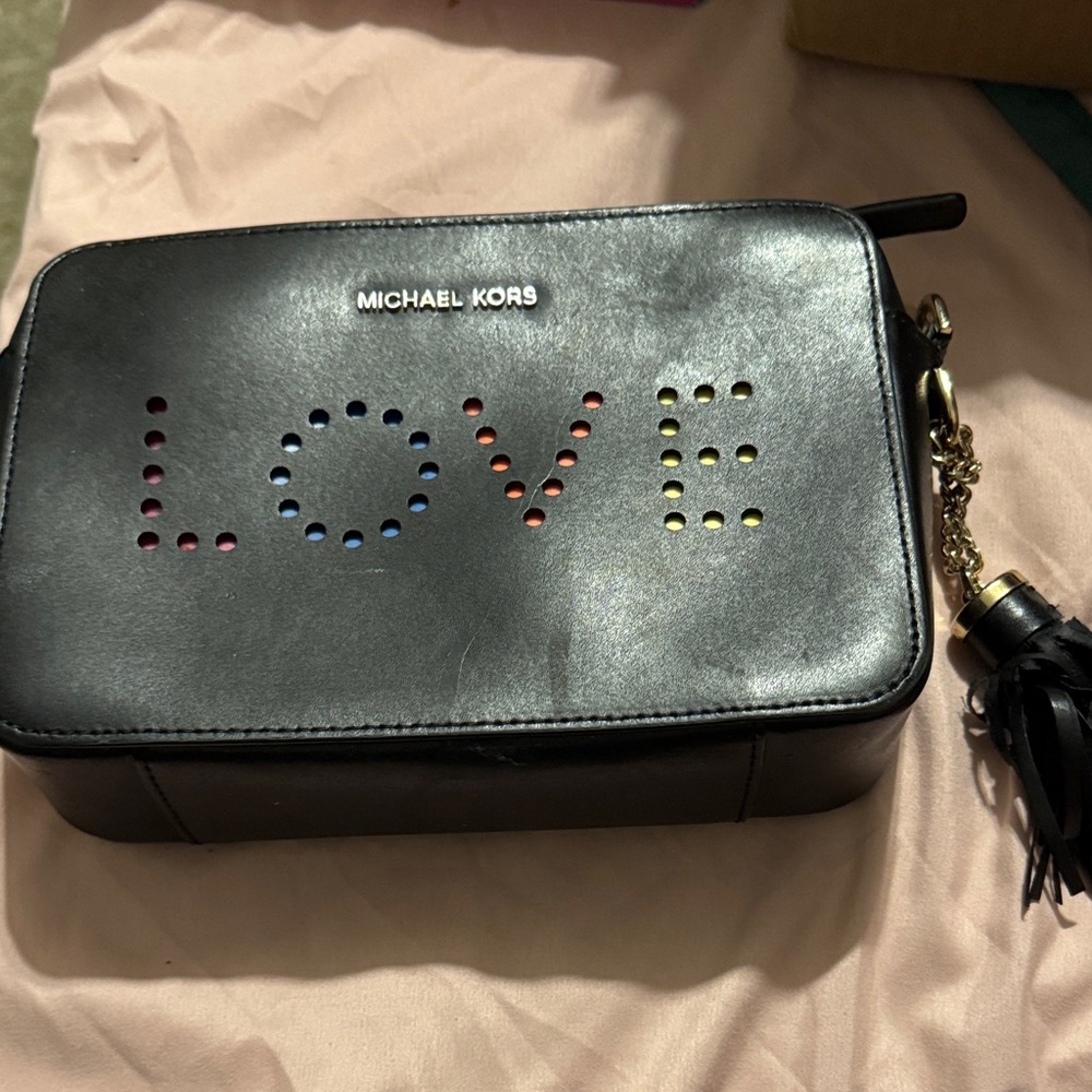 Michael Kors Black Multicolor Love Crossbody Bag